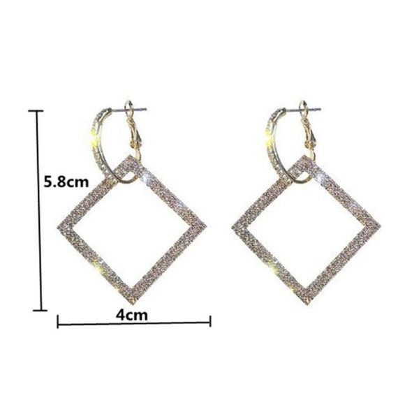 Rhinestone Geometric Drop Earrings - Picture 4 of 4
